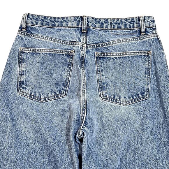 Zara Jeans Womens Size 10 Blue High Rise Wide Leg Raw Hem 100% Cotton Denim - Picture 5 of 8